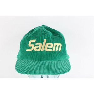 Vintage 90s Salem Cigarettes Faded Spell Out Corduroy Snapback Hat Cap Green